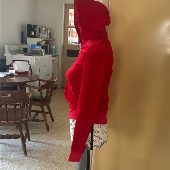 Juicy Couture Red Velour Zip Hoodie Jacket - Picture 3 of 5